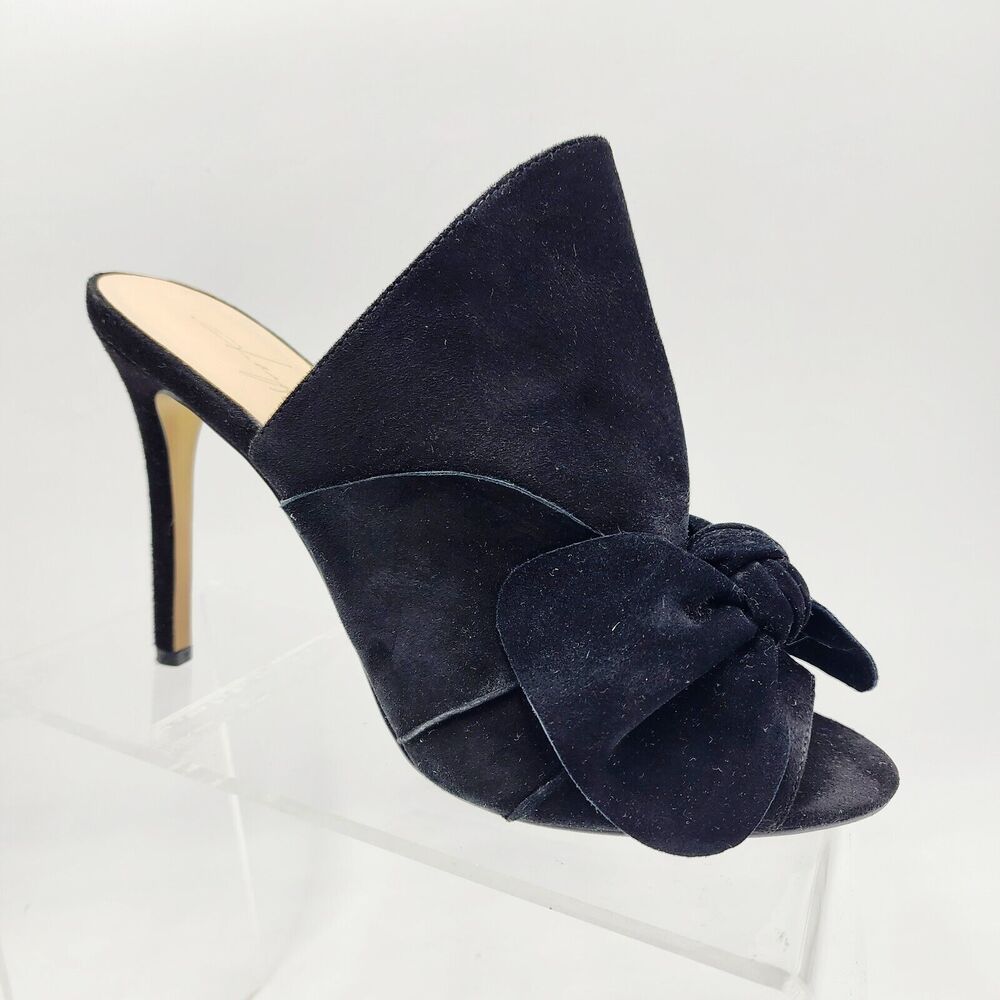 Daya by Zendaya Womens Black Suede Mule Pumps Slip On High Heel 9 Sinclair Bow